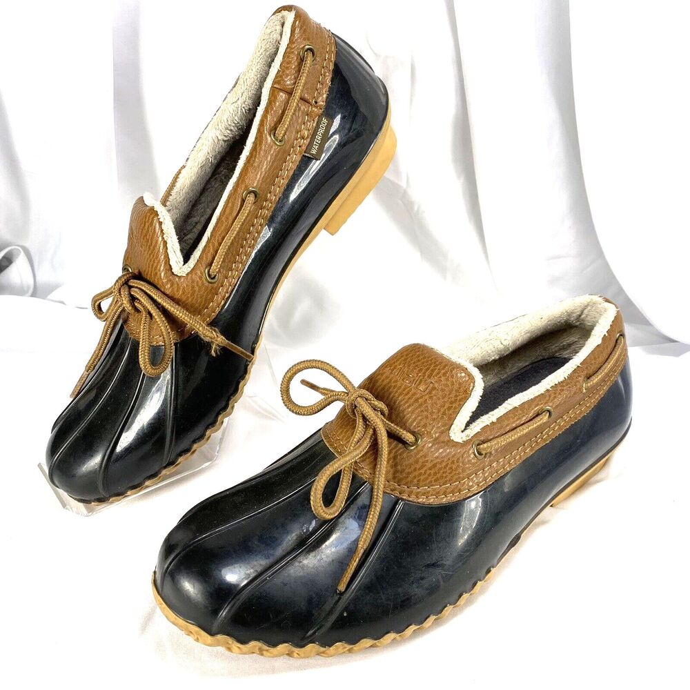 JBU by JAMBU Womens Duck Shoes Black Brown 11M WOODBURY WATERPROOF BOGS